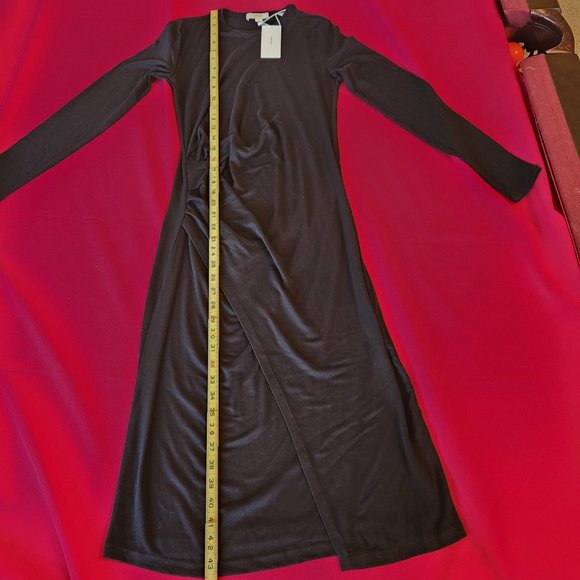 VINCE Gathered Midi Sheath Dress, SMALL - Picture 10 of 13